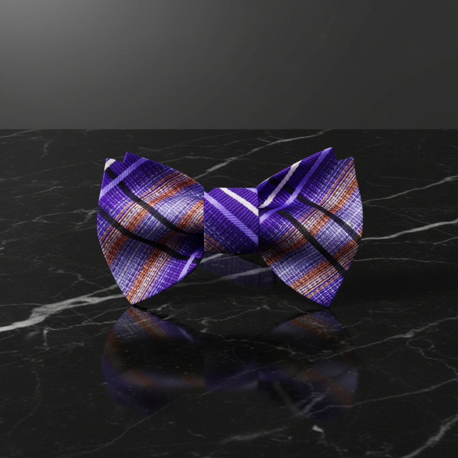 Purple, Brown and Black Plaid Bow Tie  