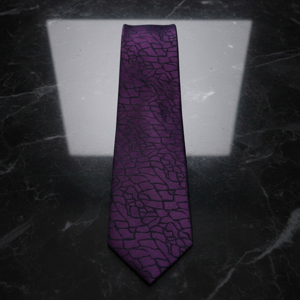 A Purple, Black Abstract Cement Pattern Necktie 