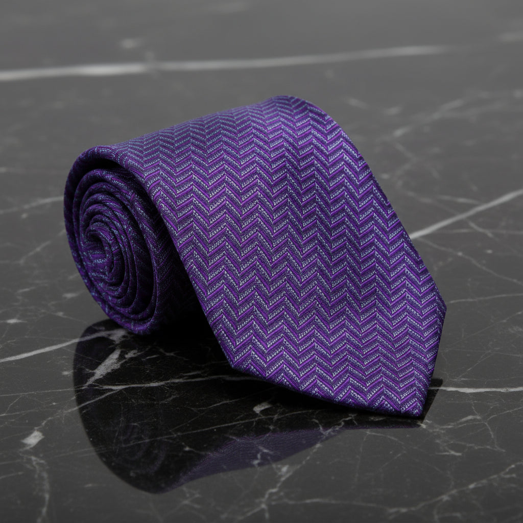 Purple and Grey Geometric Necktie  