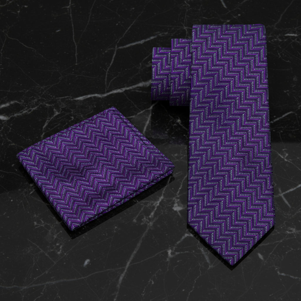 Alt View: Purple Chevron Tie and Matching Square