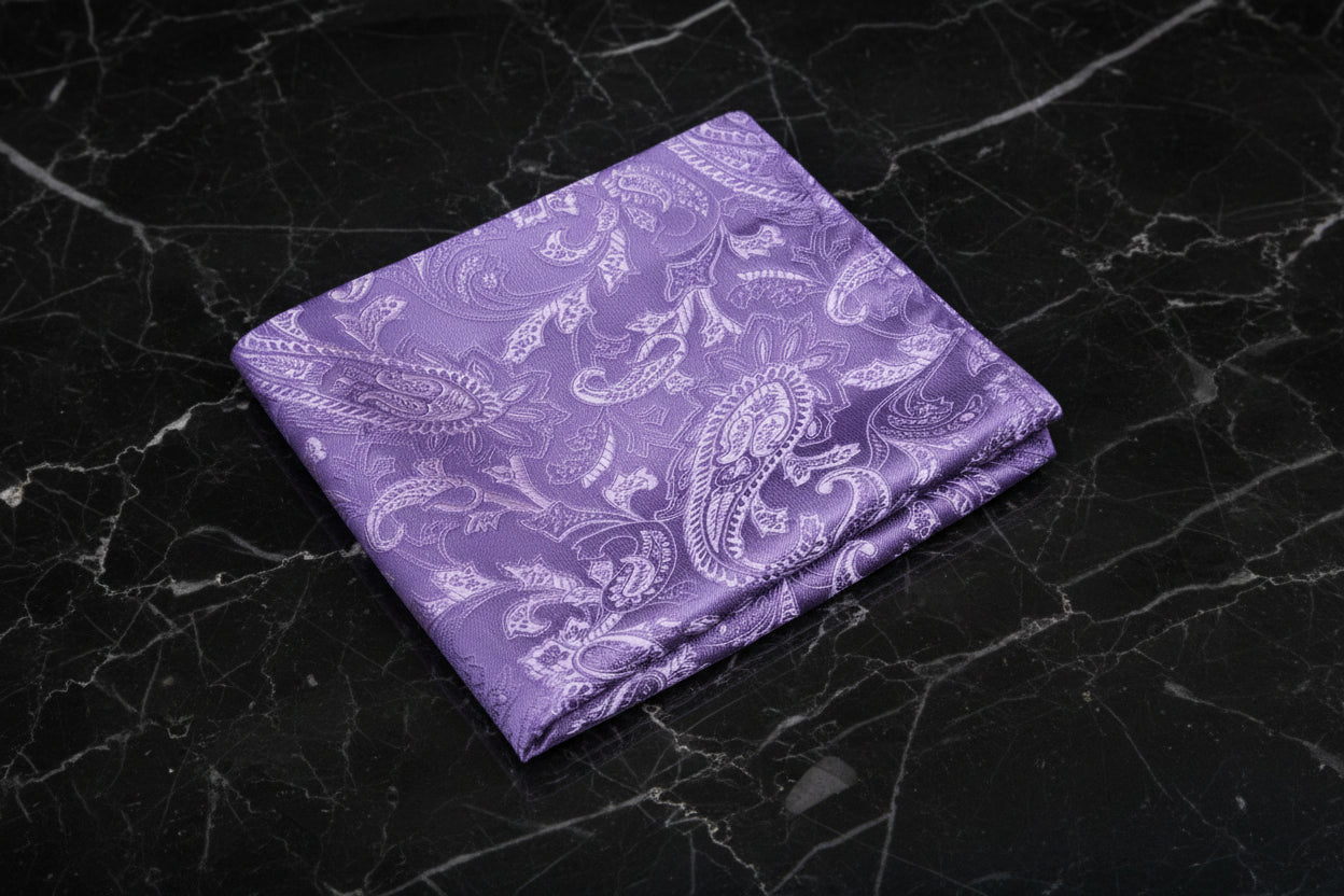 A Purple Paisley Pattern Pocket Square
