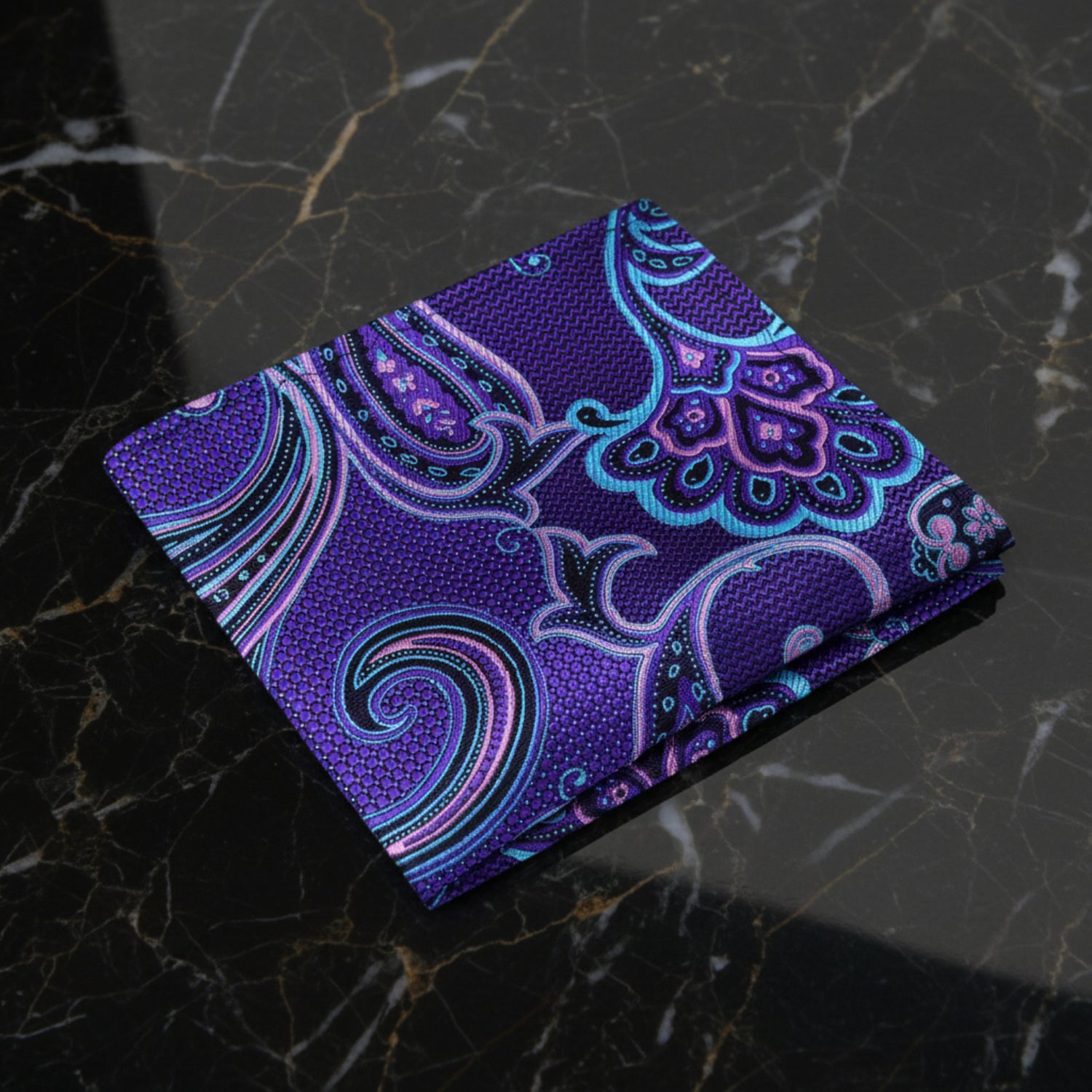 A Purple Paisley Pattern Pocket Square