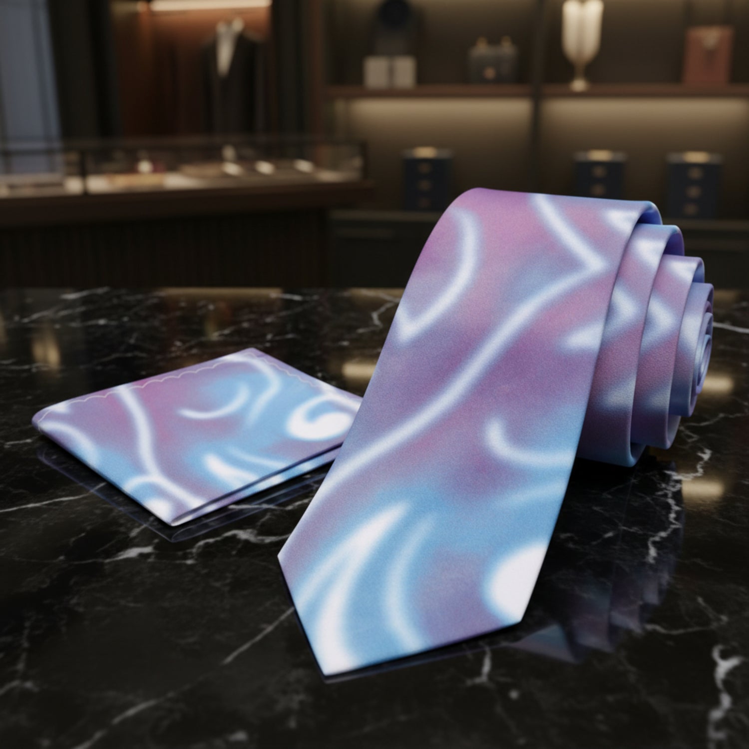 Alt View: Shades of Purple, Blue, Pink tie and Square