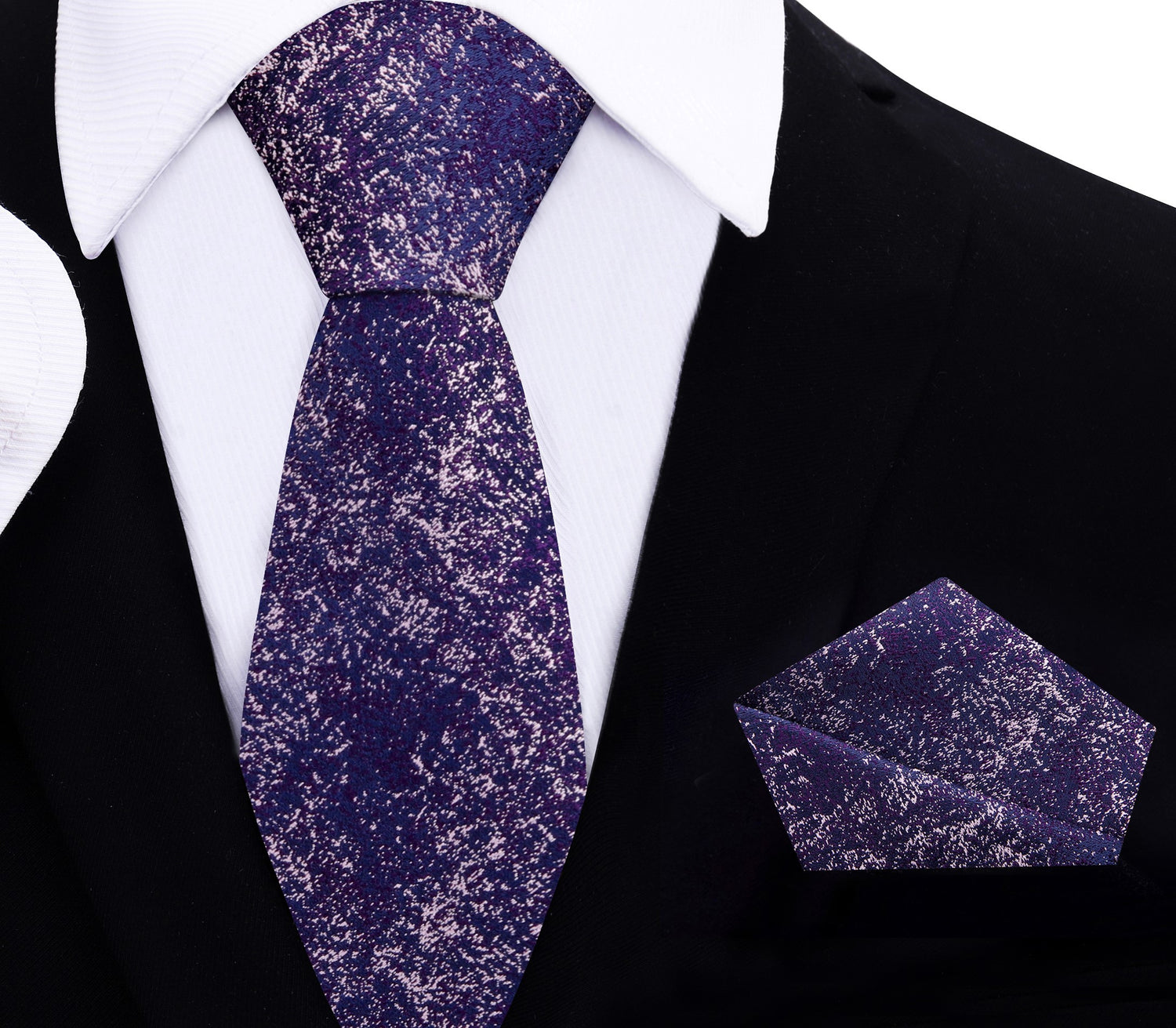 A Fusion Purple, Persian Violet, Light Sand Color Abstract Textured Pattern Thin Tie, Pocket Square