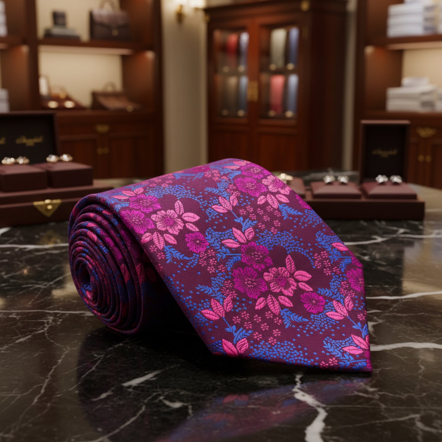 Purple, Pink, Blue Floral Tie 