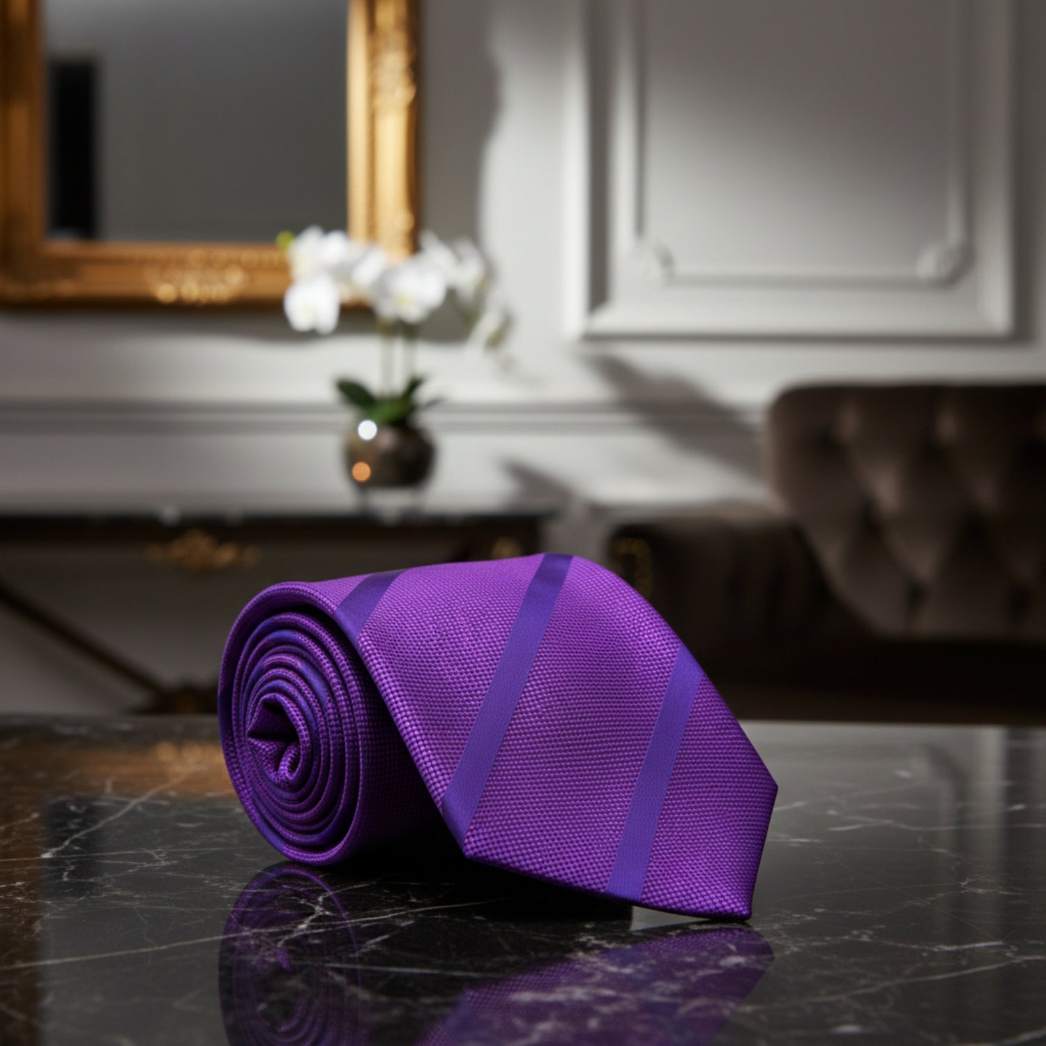 Violet Purple Stripe Necktie  