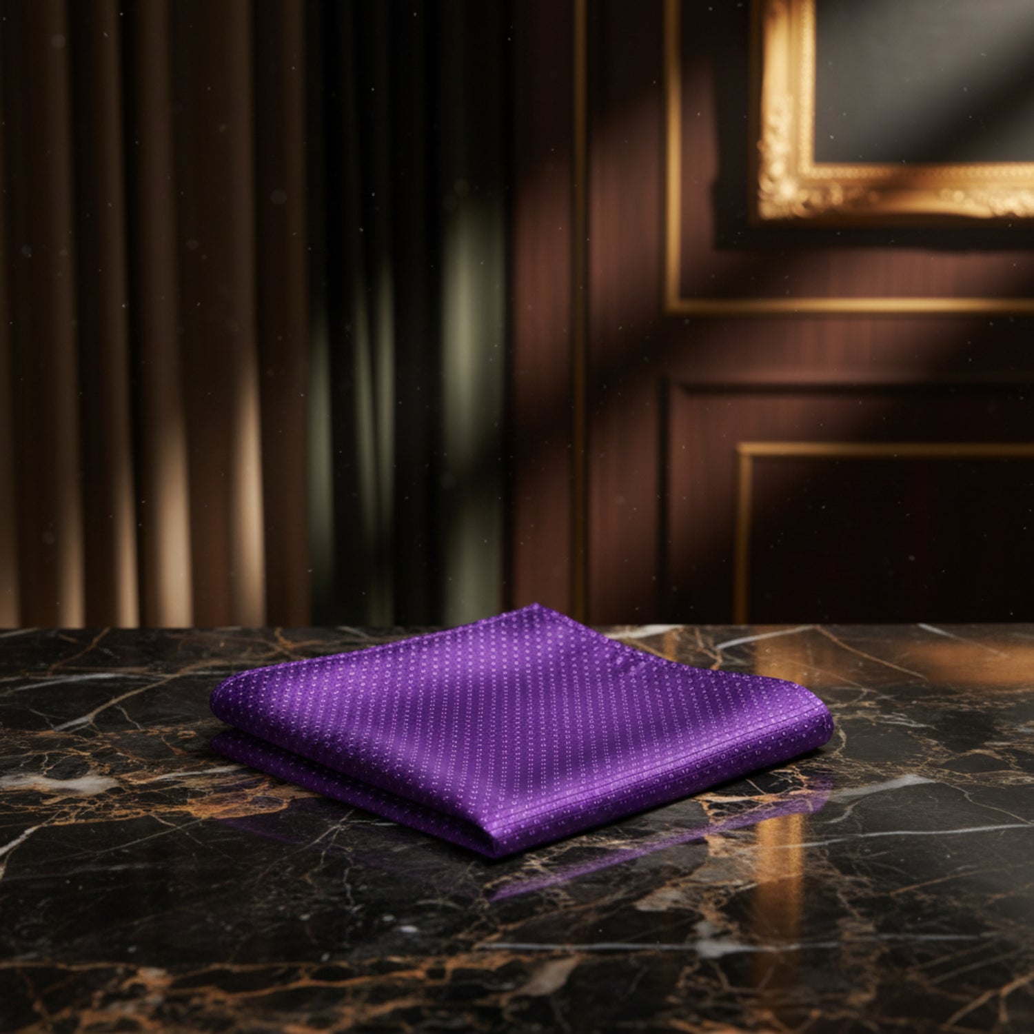 A Purple, White Polka Pattern Pocket Square