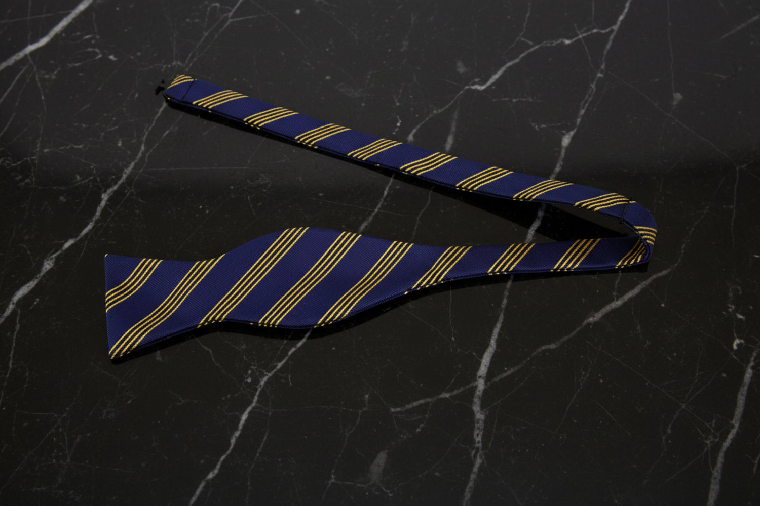 Purple and Yellow Stripe Self Tie Bow Tie
