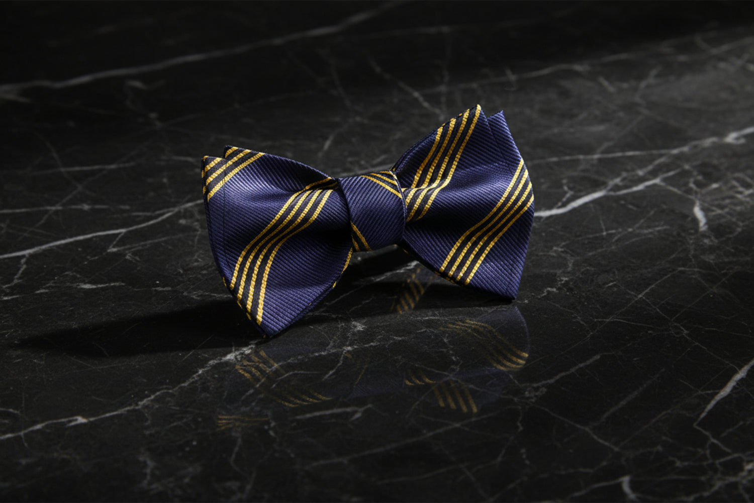 Purple and Yellow Stripe Bow Tie
