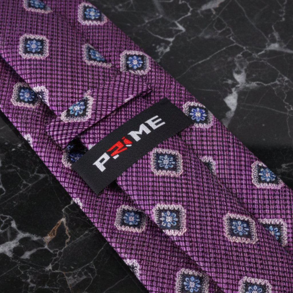 Purple Geometric Medallion Tie Keep