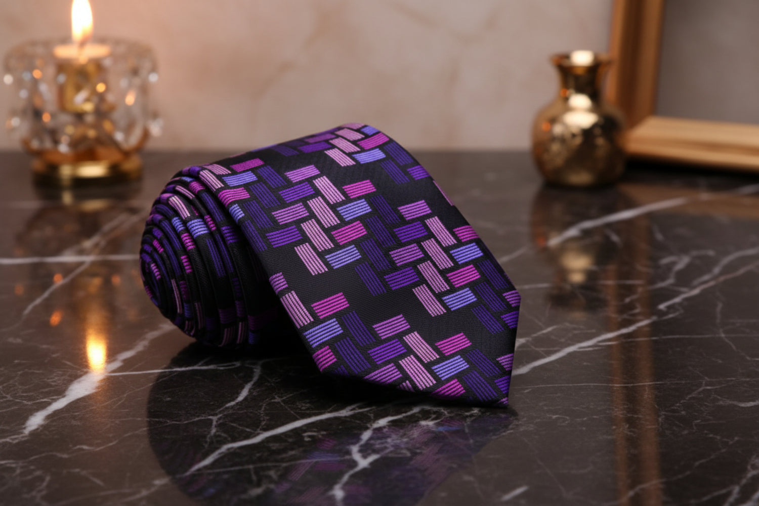 Purple Blocks Tie