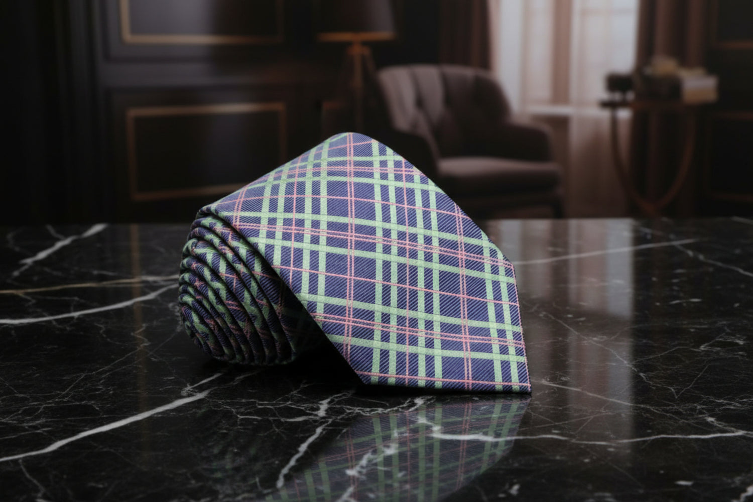 Purple, Green Plaid tie