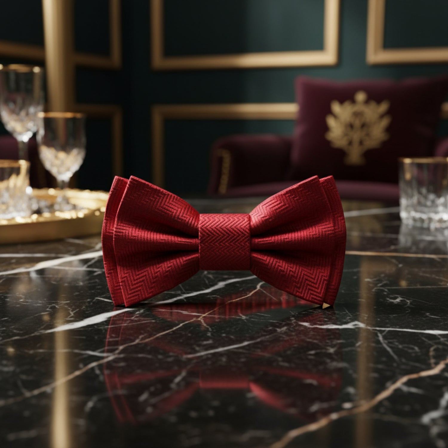 A Real Red Solid Pattern Self Tie Bow Tie,