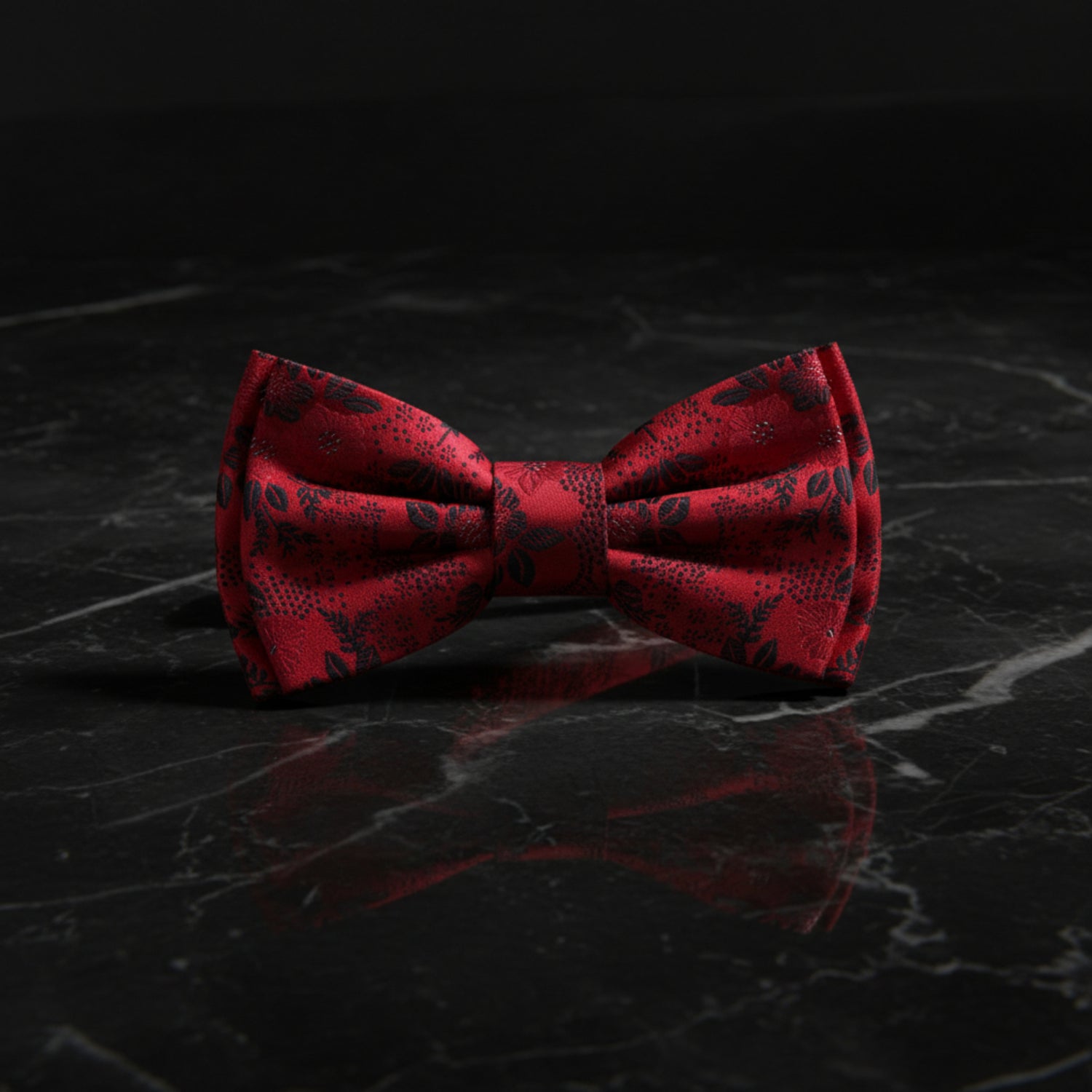 Red and Black Floral Bow Tie single