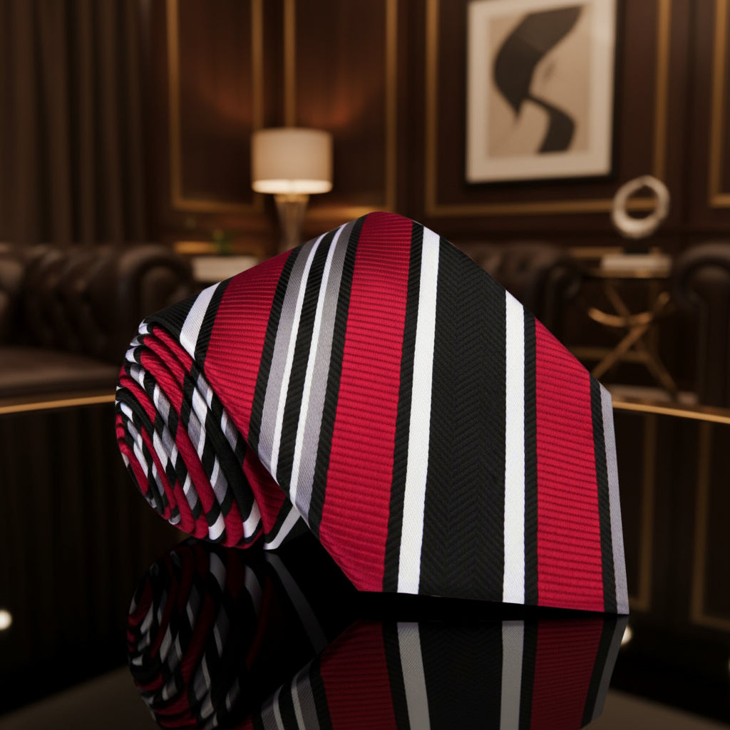 Red, Black Stripe Tie