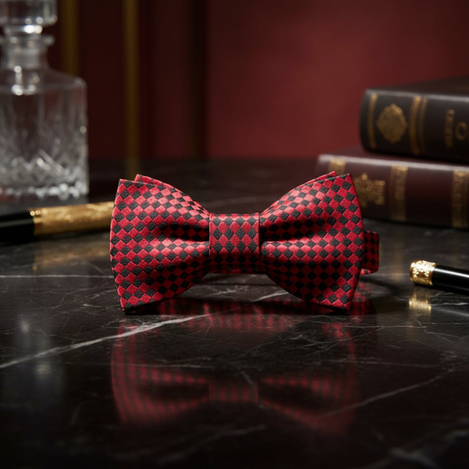 Red, Black Diamonds Bow Tie  1