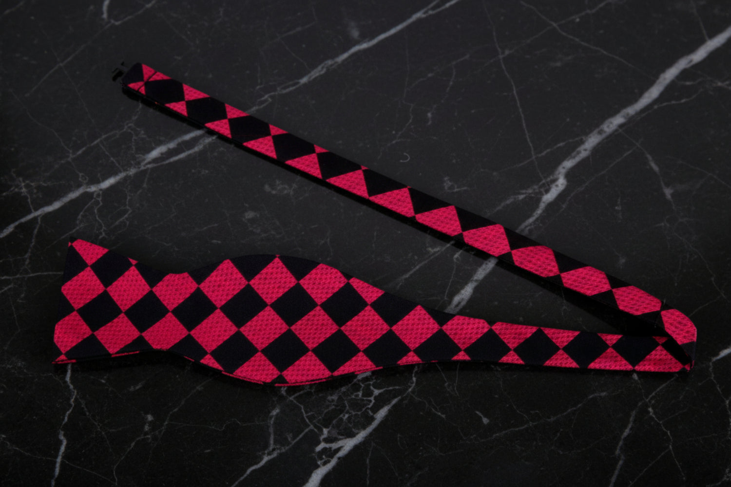 Untied: Black Red Check Bow Tie
