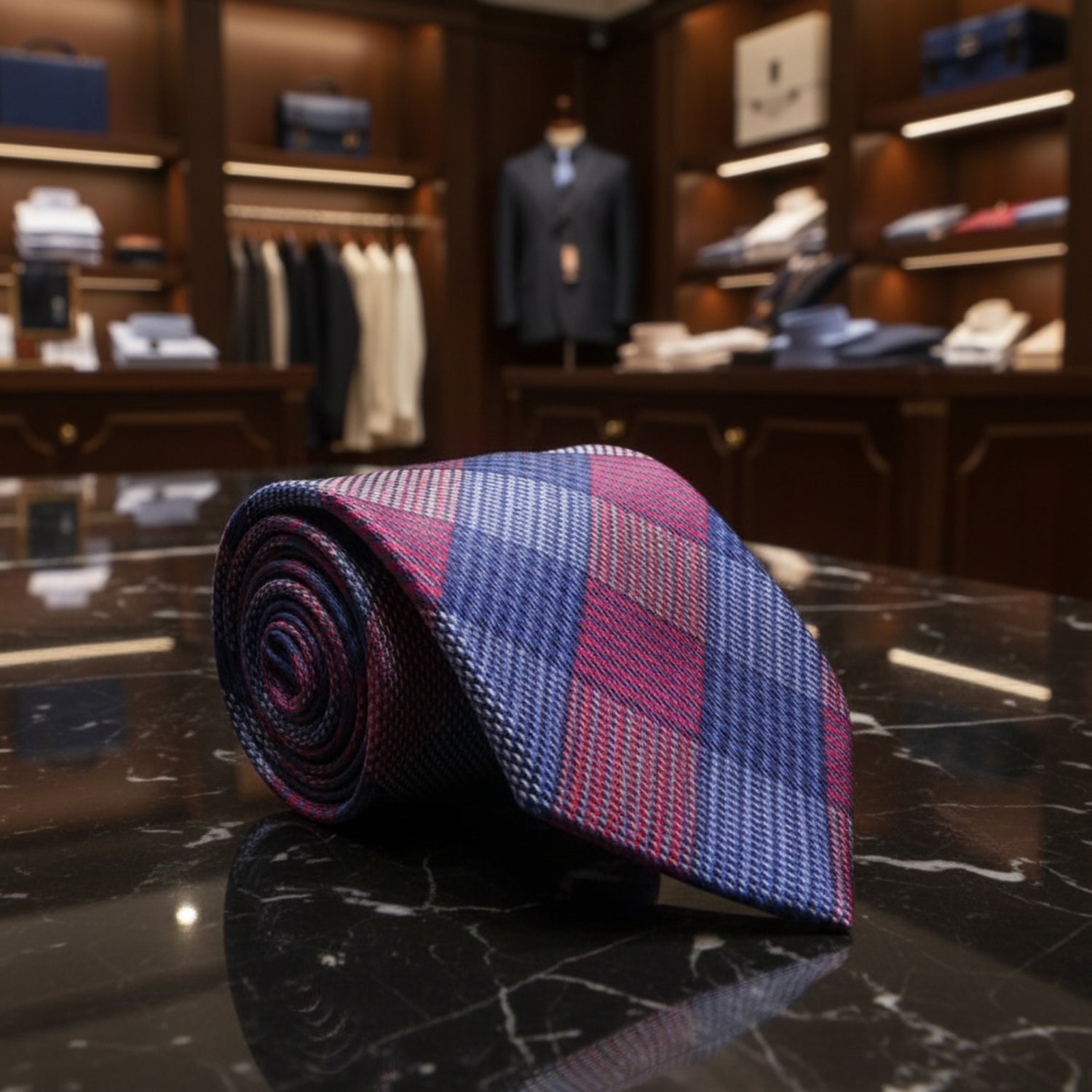 Red and Blue Plaid Tie