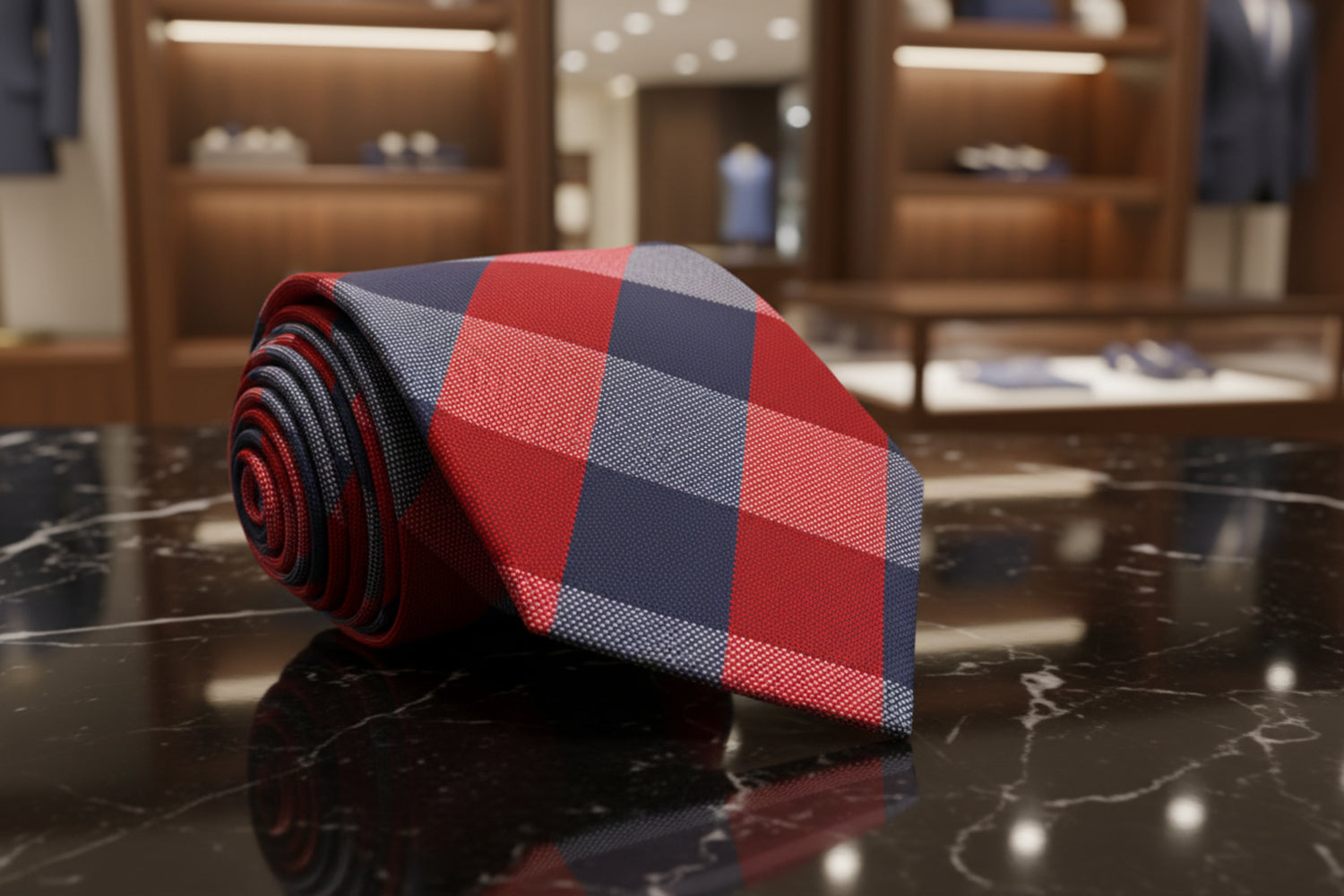 A Red, Blue Plaid Pattern Necktie