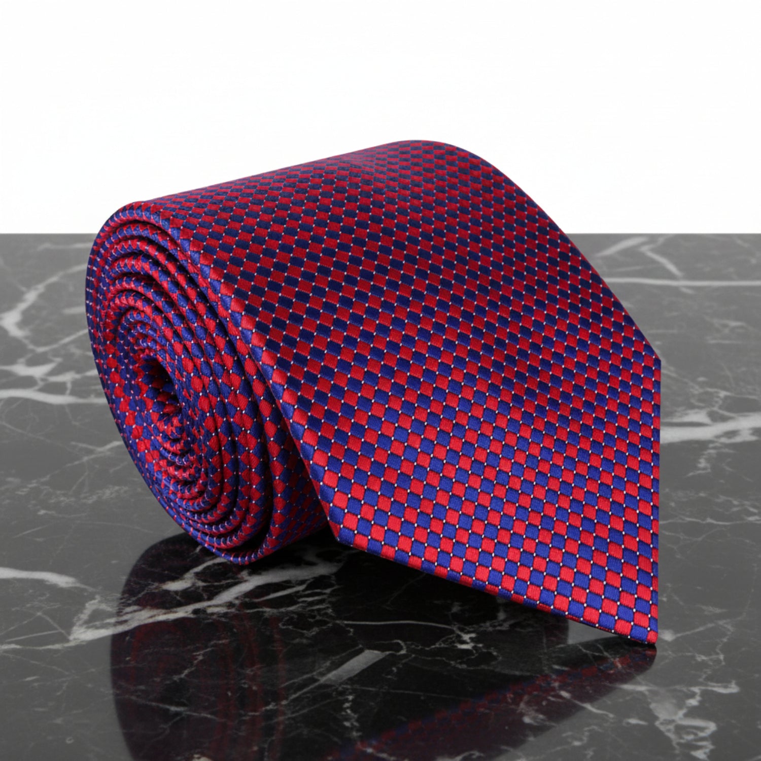 A Red, Blue Check Pattern Necktie 