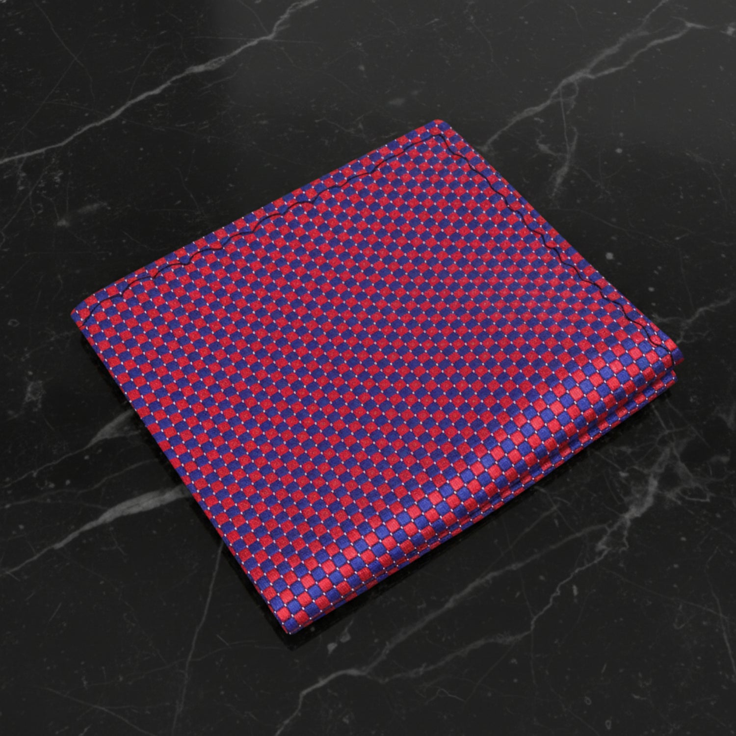 A Red, Blue Small Geometric Diamonds Pattern Pocket Square