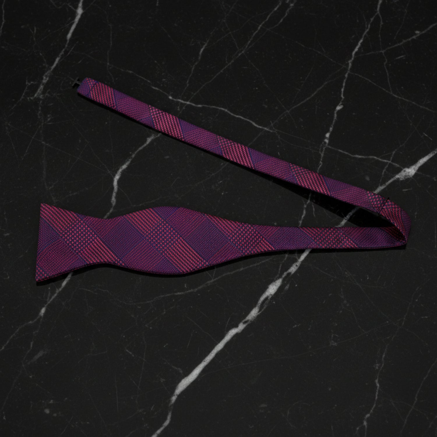 Red, Blue Stanford Plaid Self Tie Bow Tie