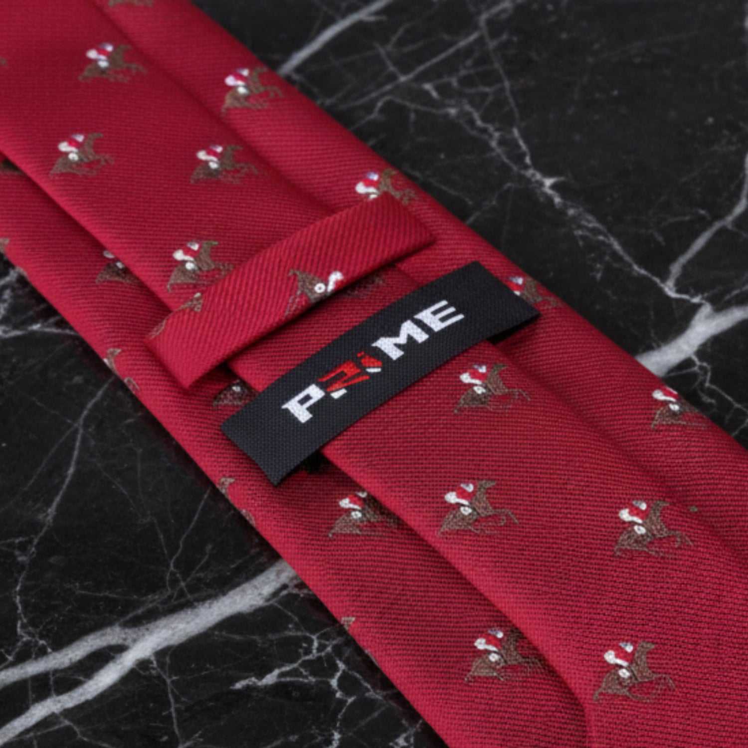 Red, Brown, White Racehorse And Jockey Single Necktie Keep