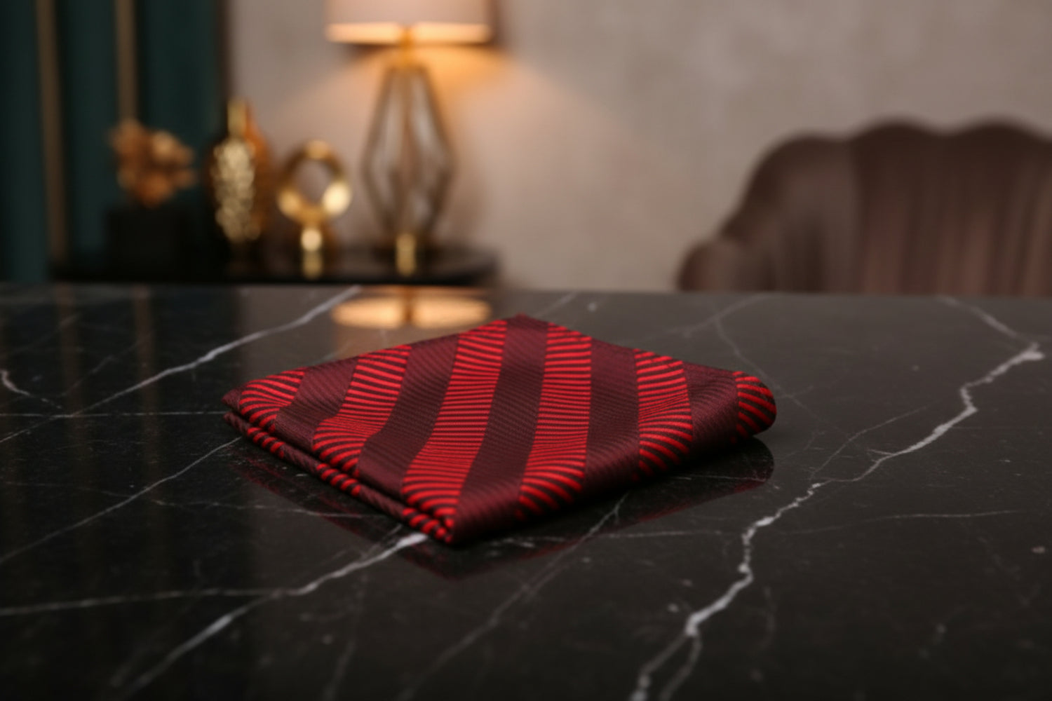 Main View: Red Stripe Pocket Square