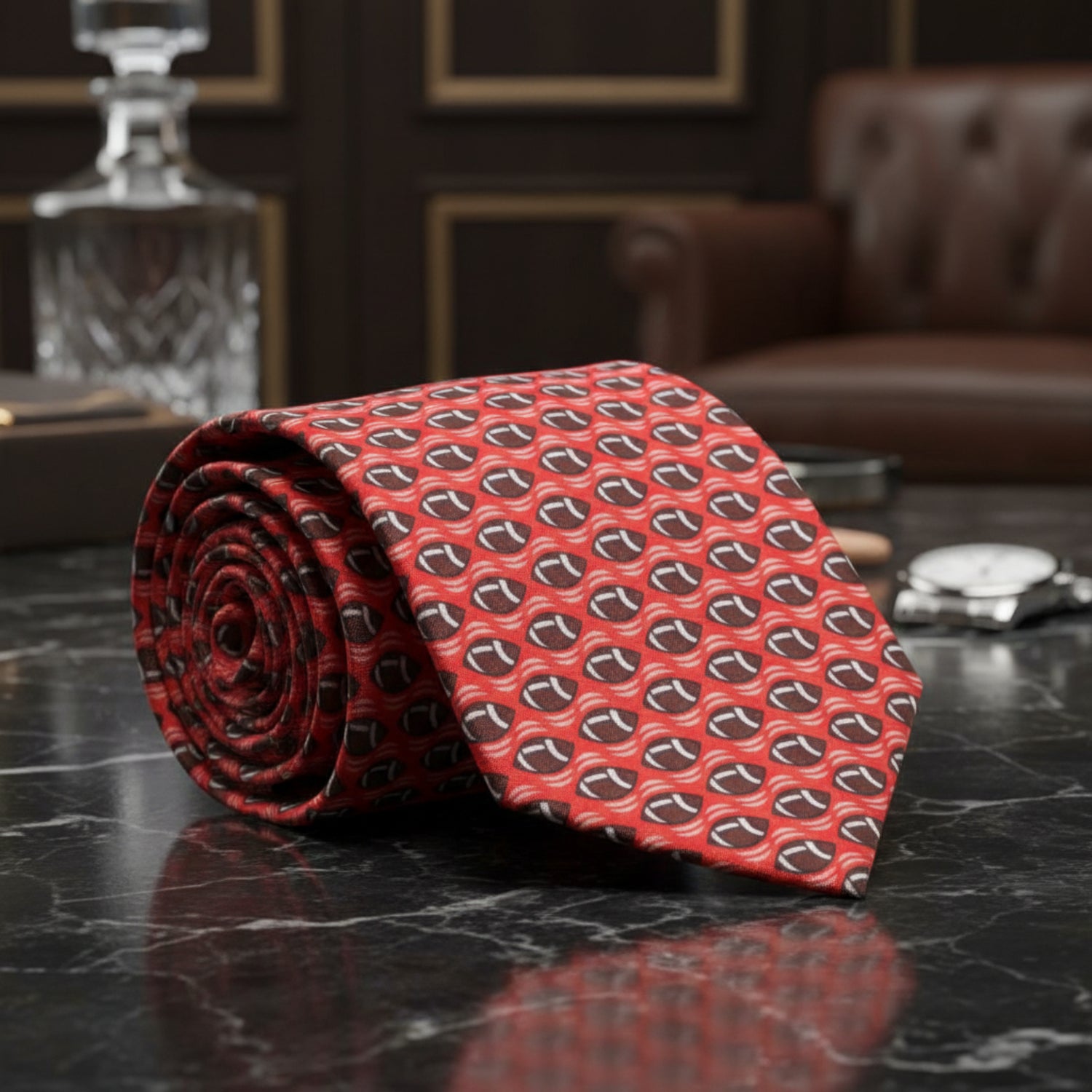 Red Brown Football Tie