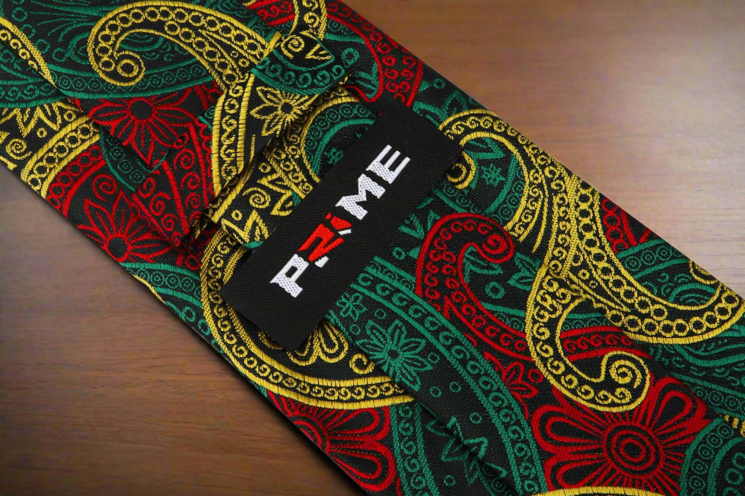Red, Green, Black and Yellow Paisley Necktie Keep