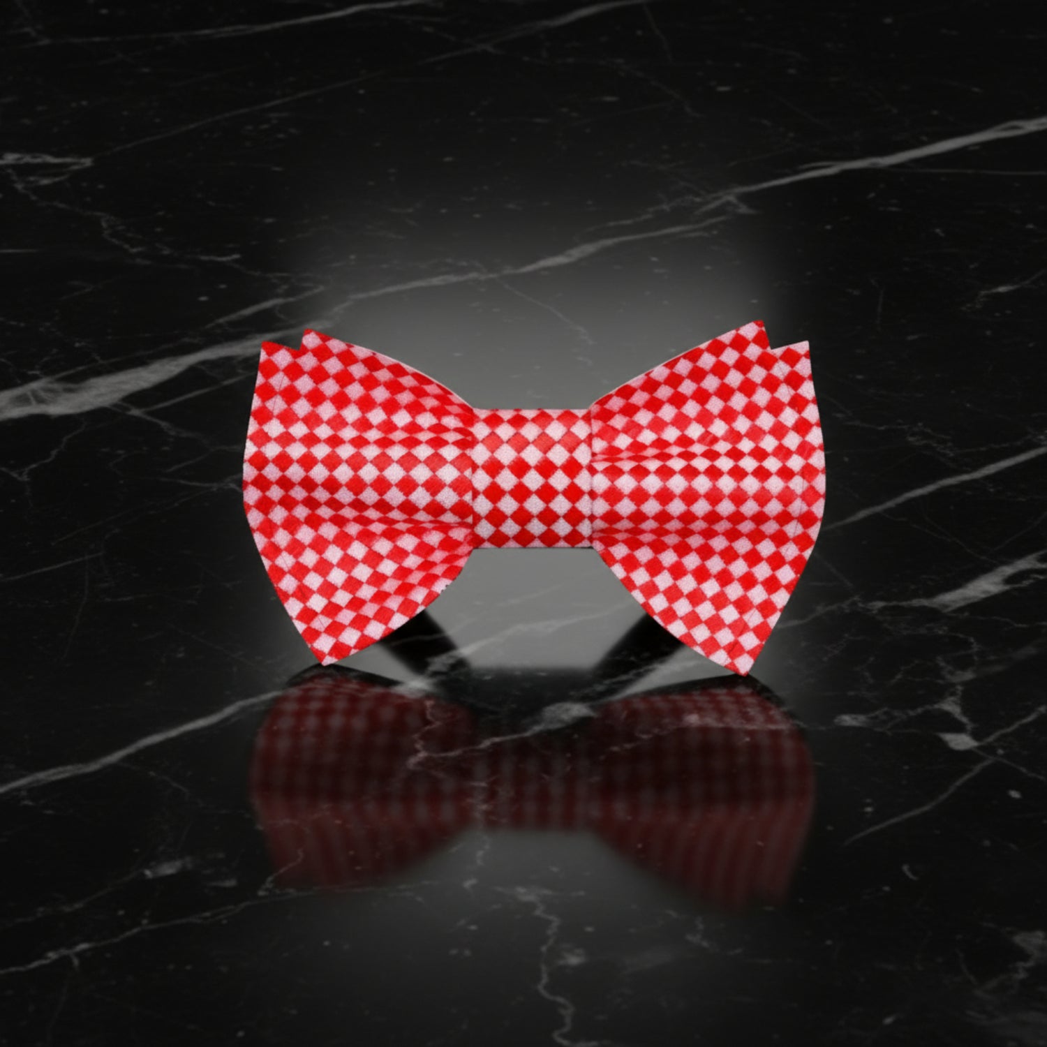 Red, Light Grey Diamonds Bow Tie  