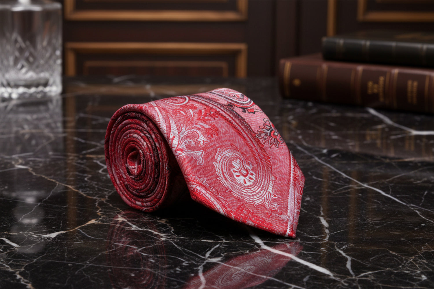 A Red Paisley Pattern Necktie 