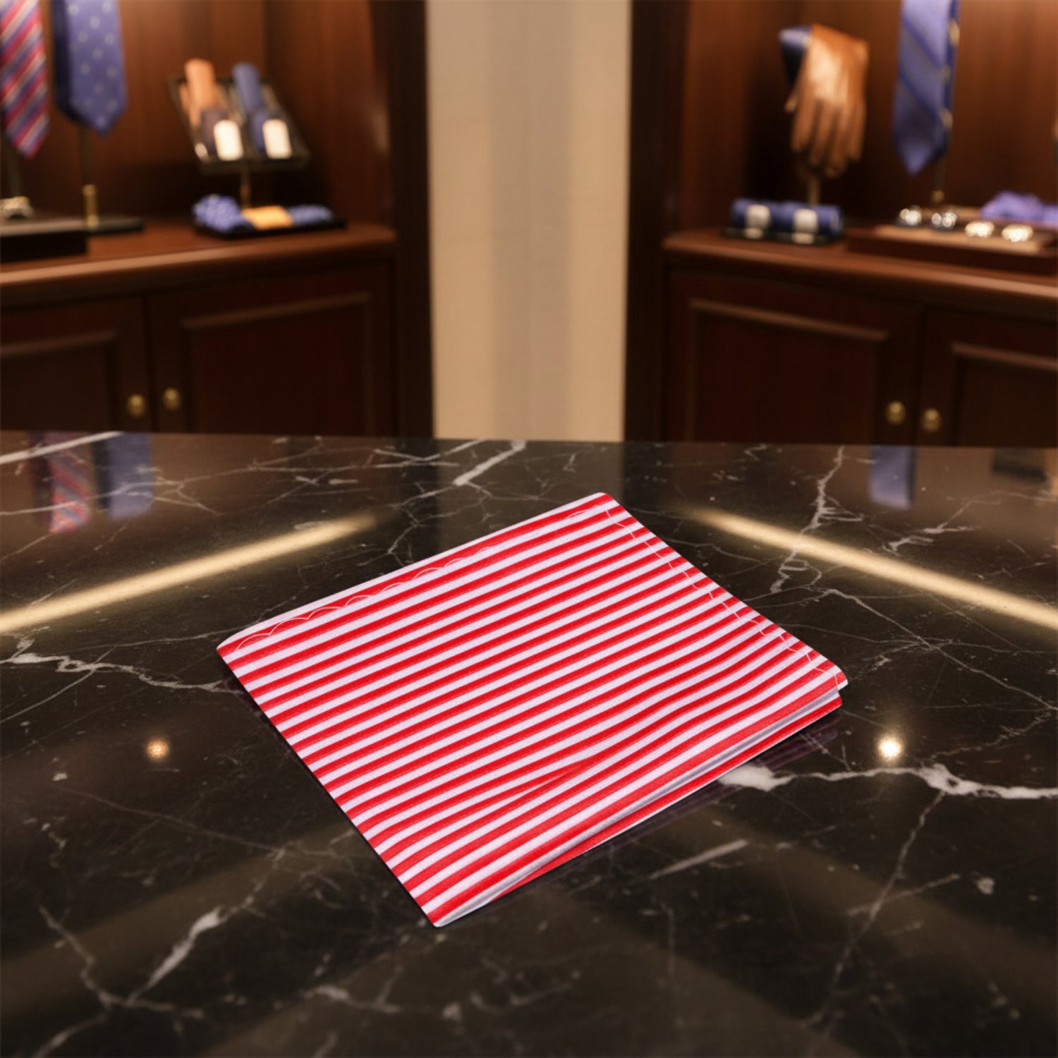 A Red Pinstripe Pattern Pocket Square