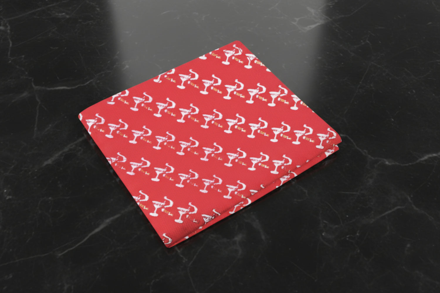 Red, White and Brown Martini and Cigar Pocket Square