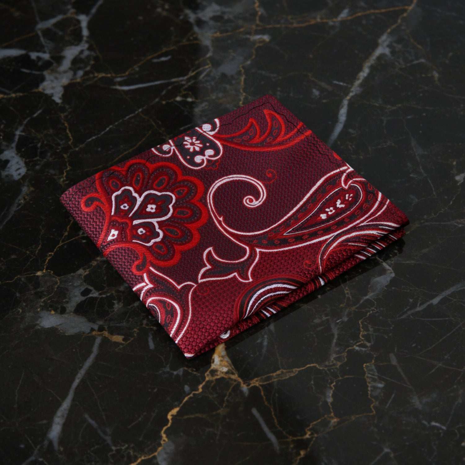 A Red Paisley Pattern Pocket Square