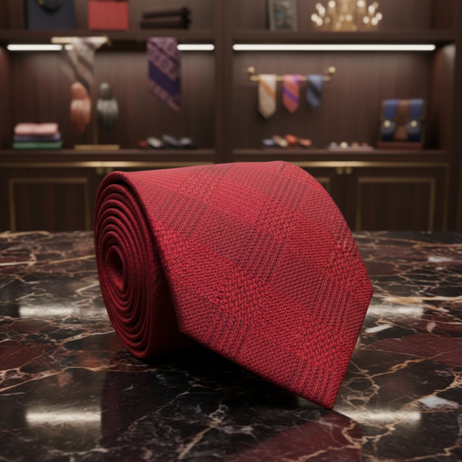 Red Geometric Tie