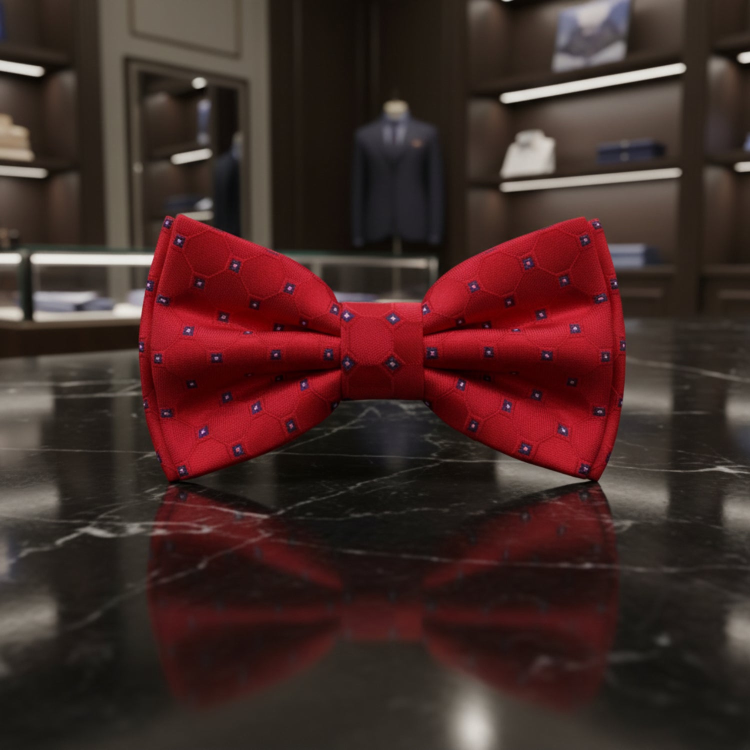 Red Geometric Bow Tie 