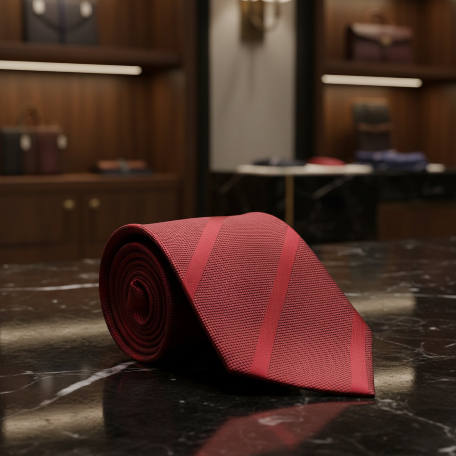 Scarlet Red Stripe Tie 