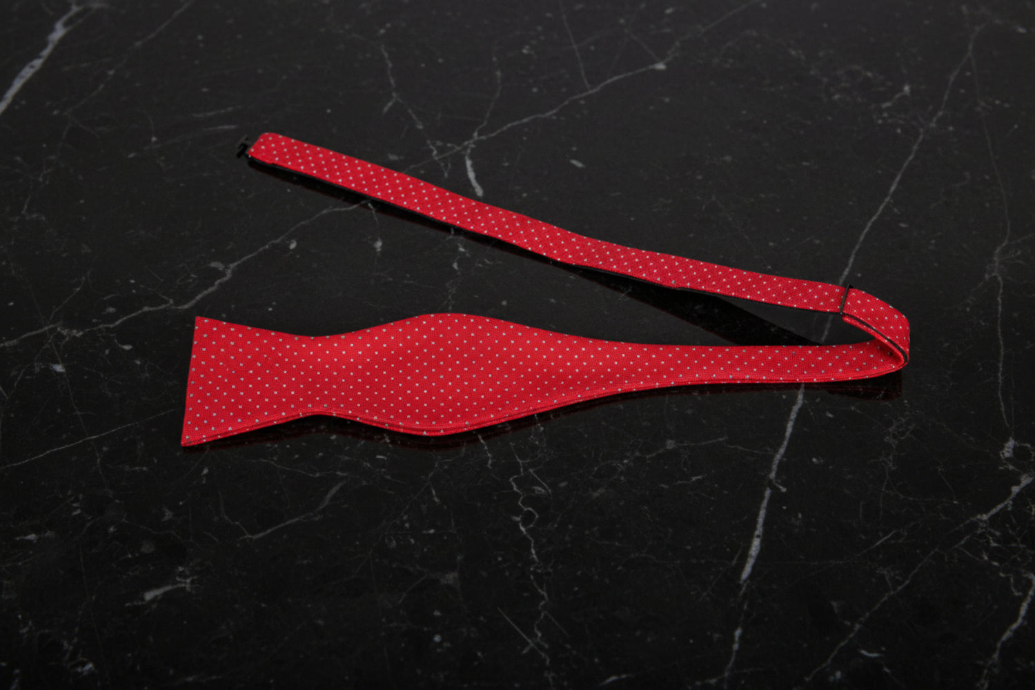 Red, White, Blue Polka Bow tie untied