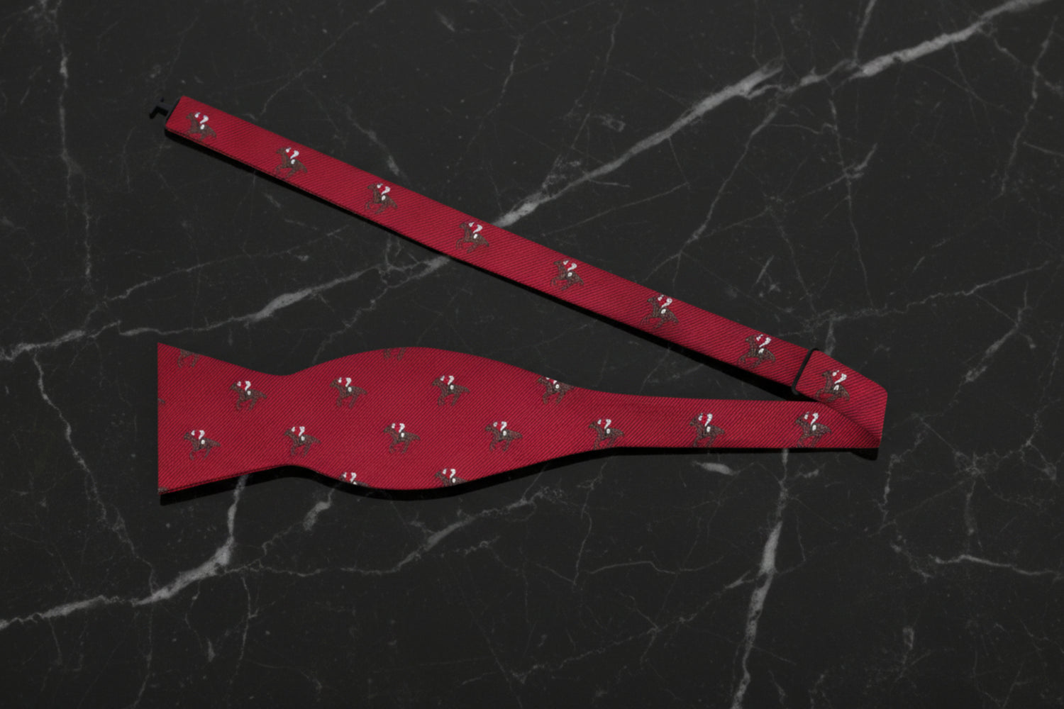 Red Racehorse and Jockey Bow Tie Untied