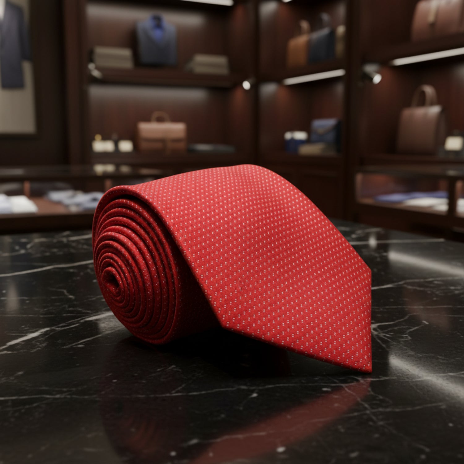 Red with White Dots Tie  