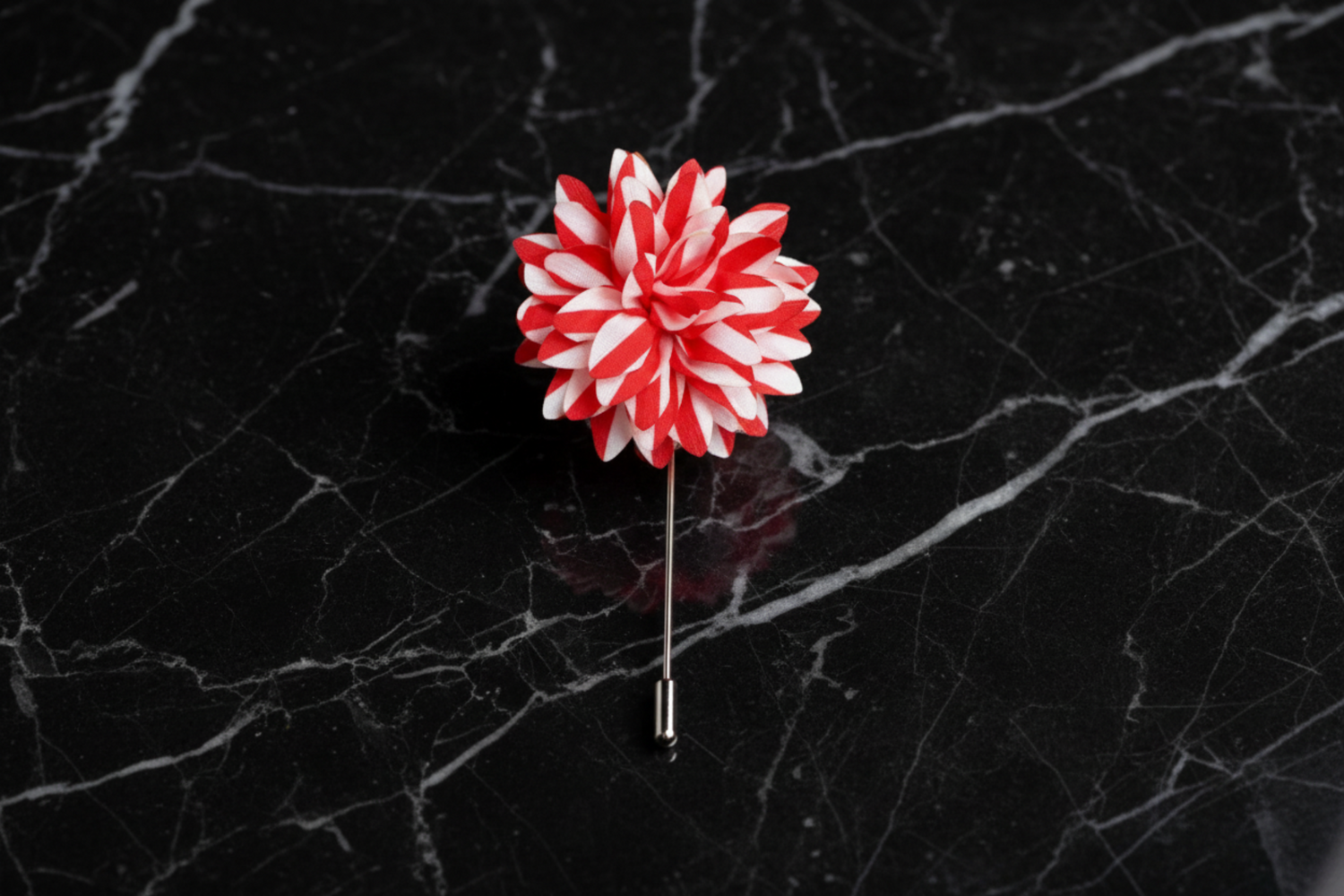 A Red, White Colored Stripe Pattern Lapel Flower||Red, White