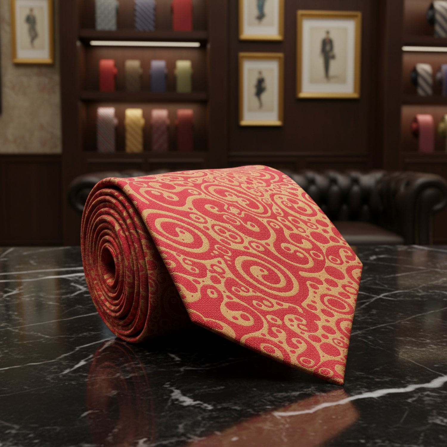 Red, Orange Abstract Tie  