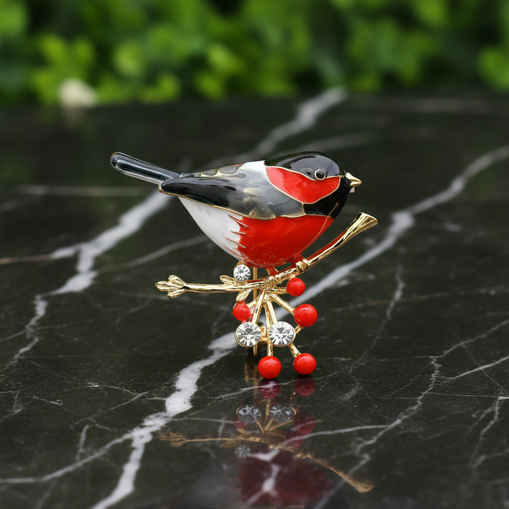 Red Black Robin Lapel Pin