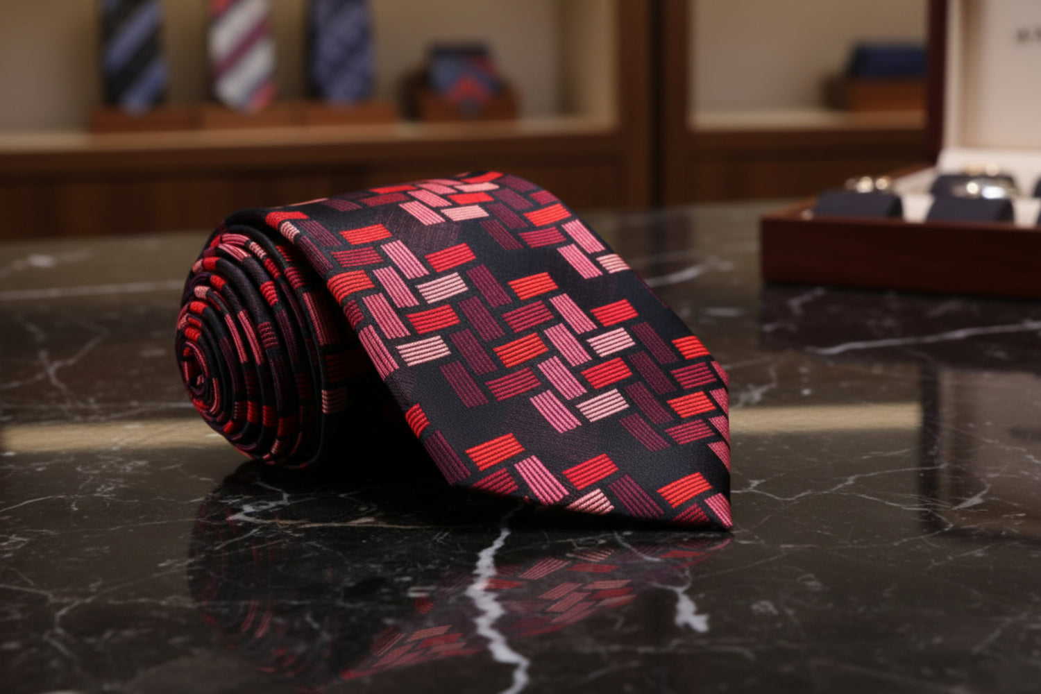 Shades of Red Blocks Tie 
