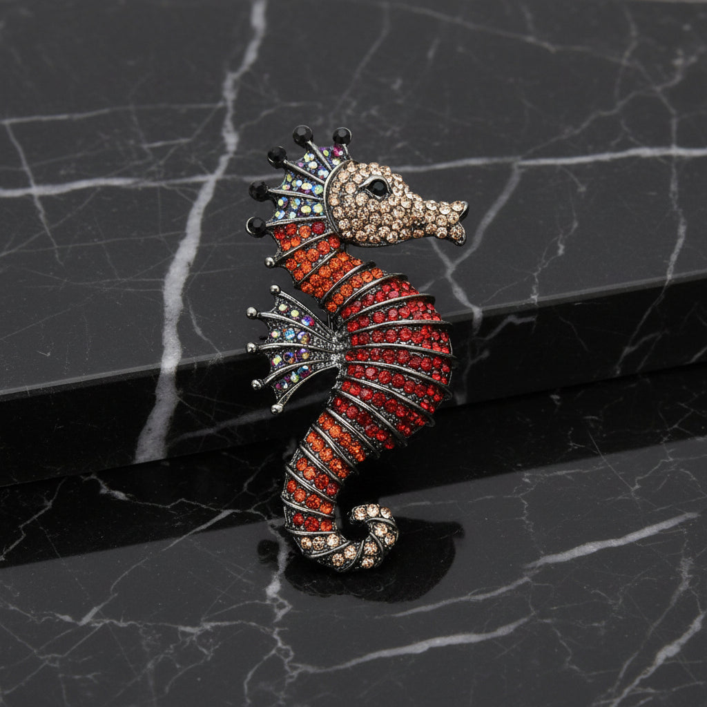 Red Seahorse Lapel Pin