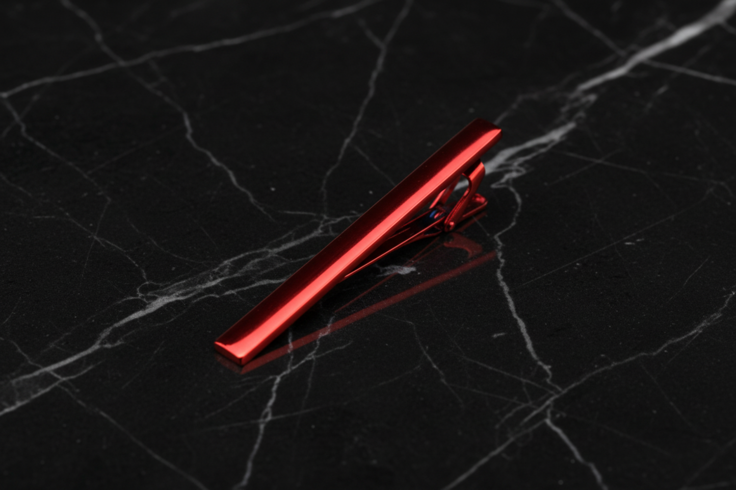 A Solid Red Colored Tie Bar