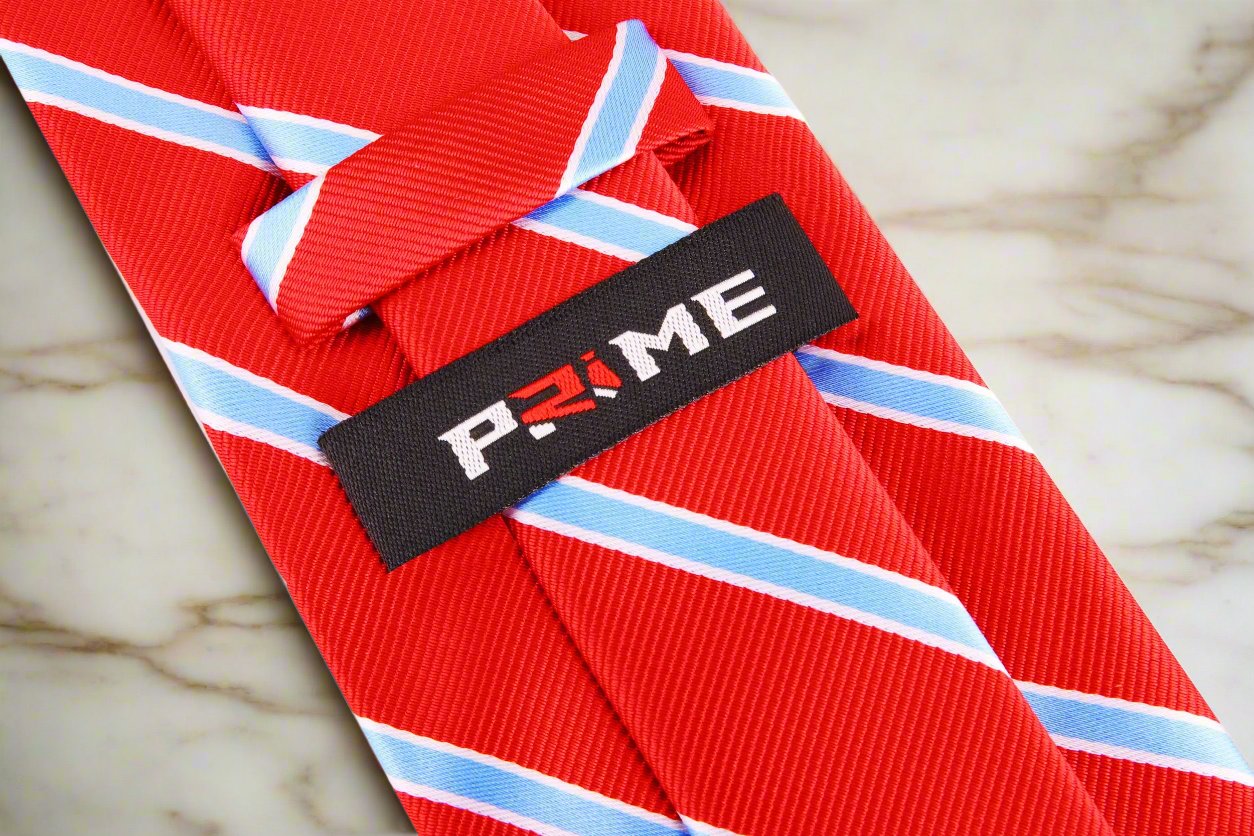 Red, Light Blue Stripe Tie Keep