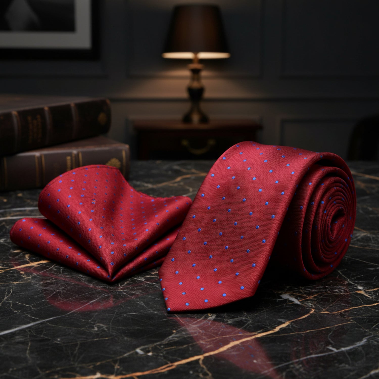 Alt View: Red Blue Dots Tie and Square
