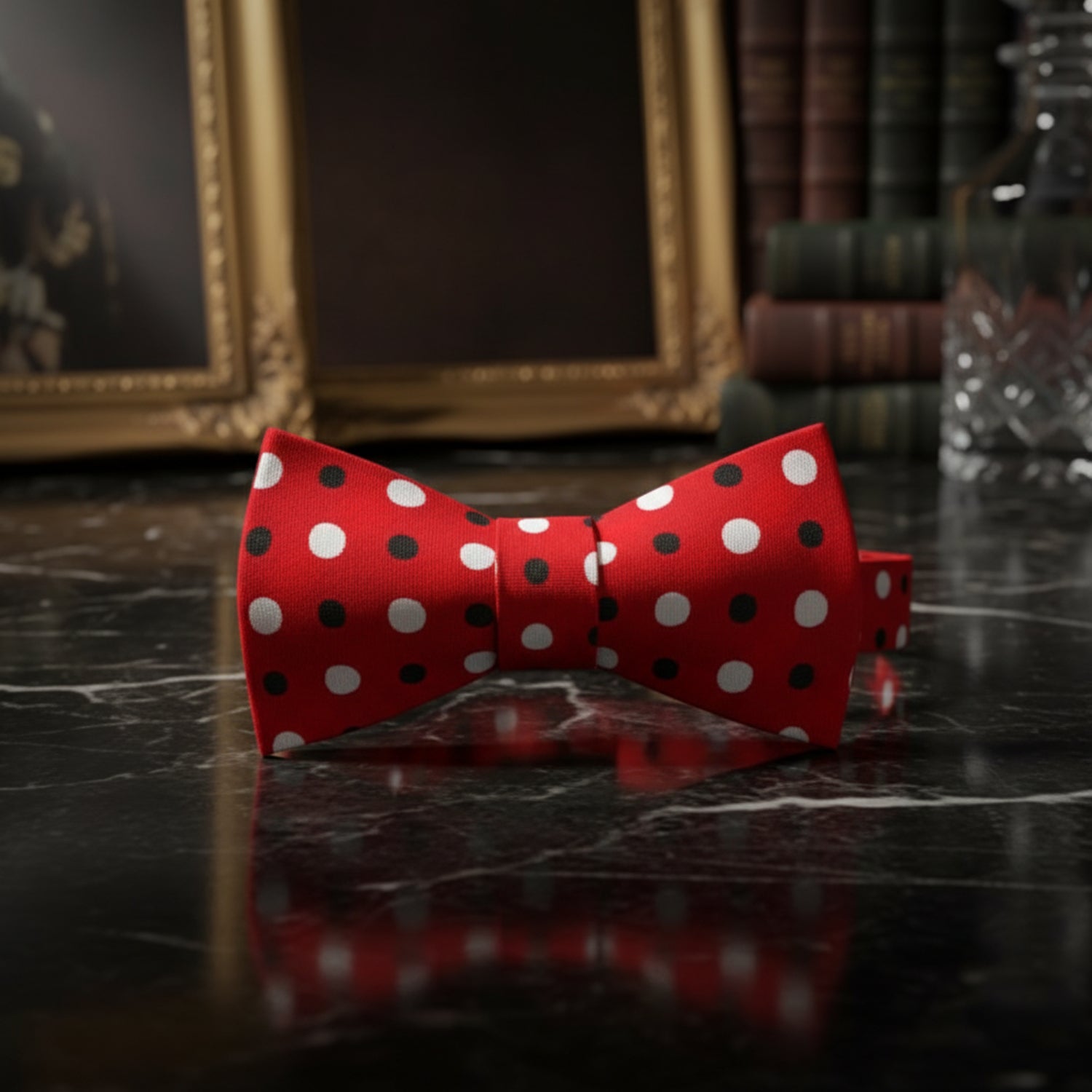 Red, White Black Polka Bow Tie Single 